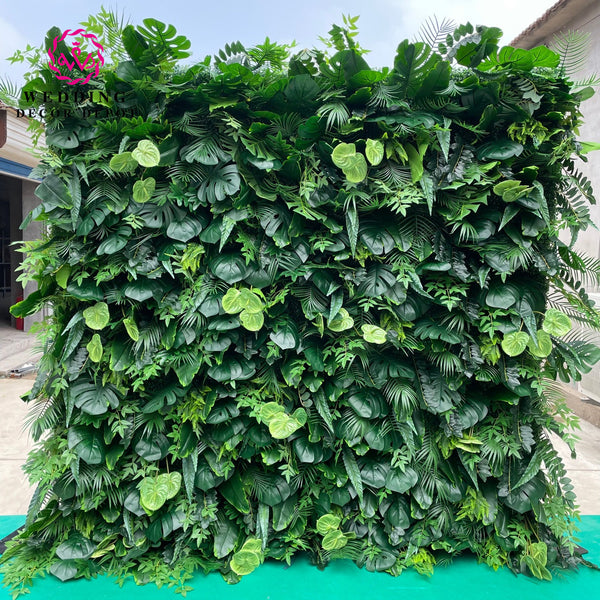 Hot sale 3d wedding green hanging plants leaves wall panel artificial wall plants backdrop