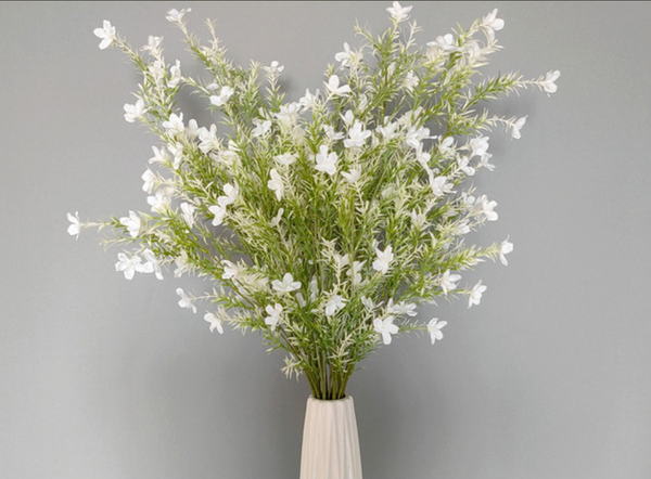 40.5" Long Stem White Rosemary Flower Bouquet 5 Forks