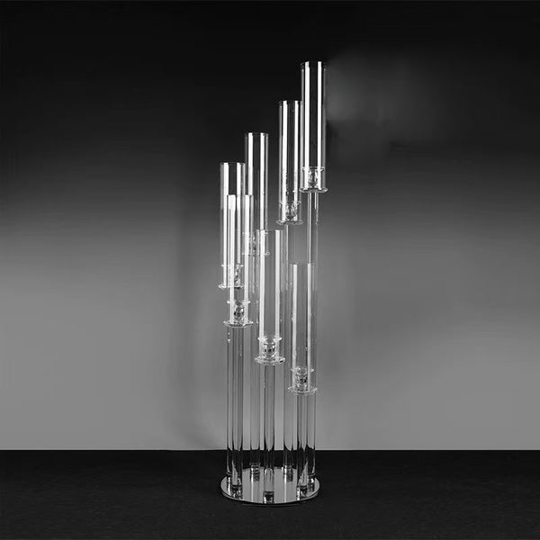 7-Head Crystal Glass Candleholder Candelabra 104cm Height for Taper Candles