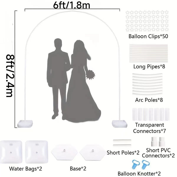6ft x 8ft Metal White Backdrop Stand With Wate Bag Bases for Ballon Party Decorations