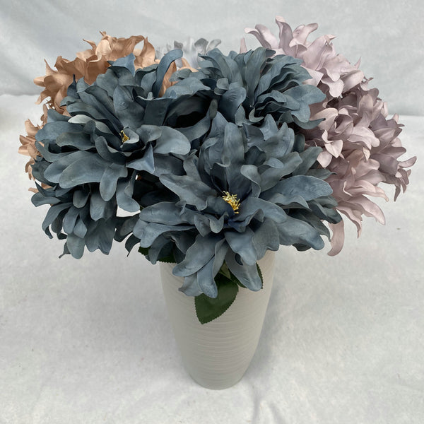 3-Head 31.5" Long Stem Vintage Purple Dark Blue Orchid