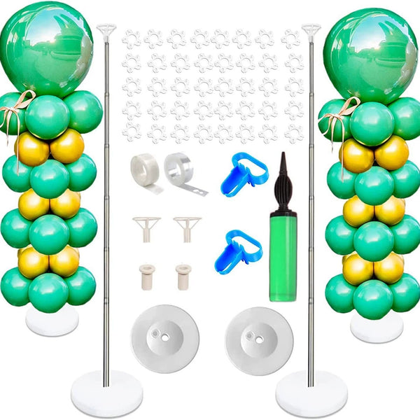 Pair of 6.7ft Metal Extendible Pillar Stand With Wate Bases for Ballon Party Decorations