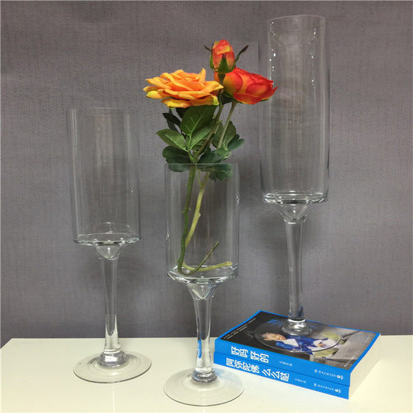 Glass Goblet Vase Candleholders Set