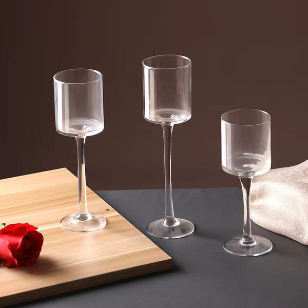 Set of 3 Goblet Glass Candleholders Candlesticks for Scented Candles