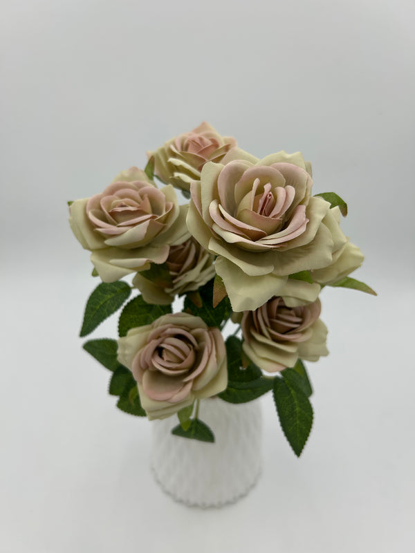 9 Small Heads Green Rose Filler Flowers