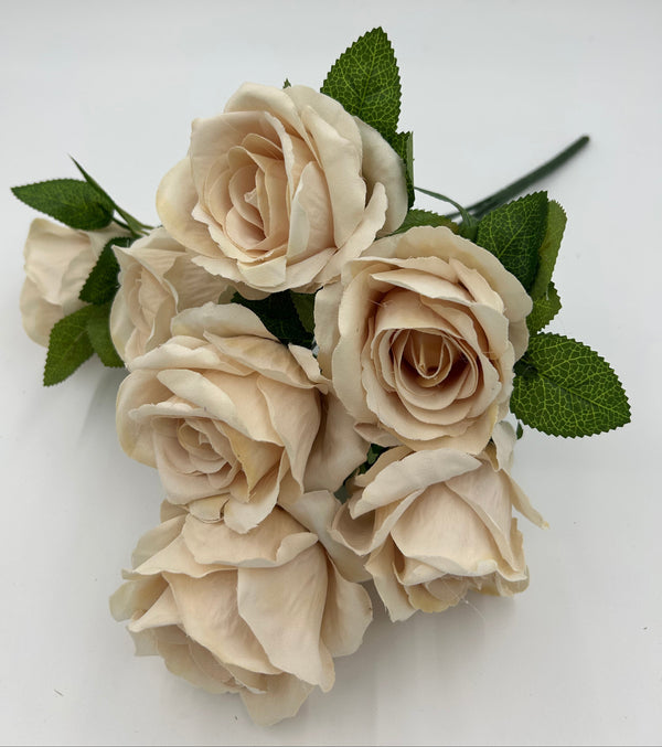 High Quality 7 Large Heads Silk Cloth Champange Rose