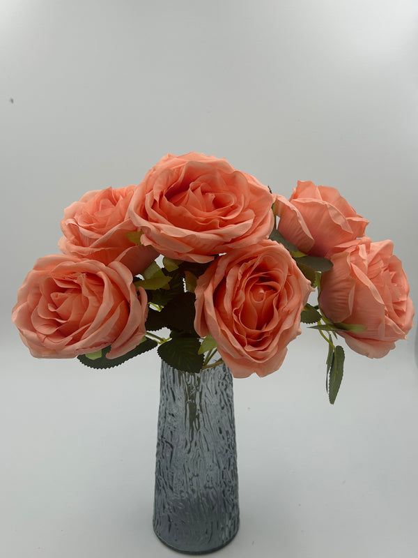 7 Heads Pearl-Shaped Rose Bunch Orange