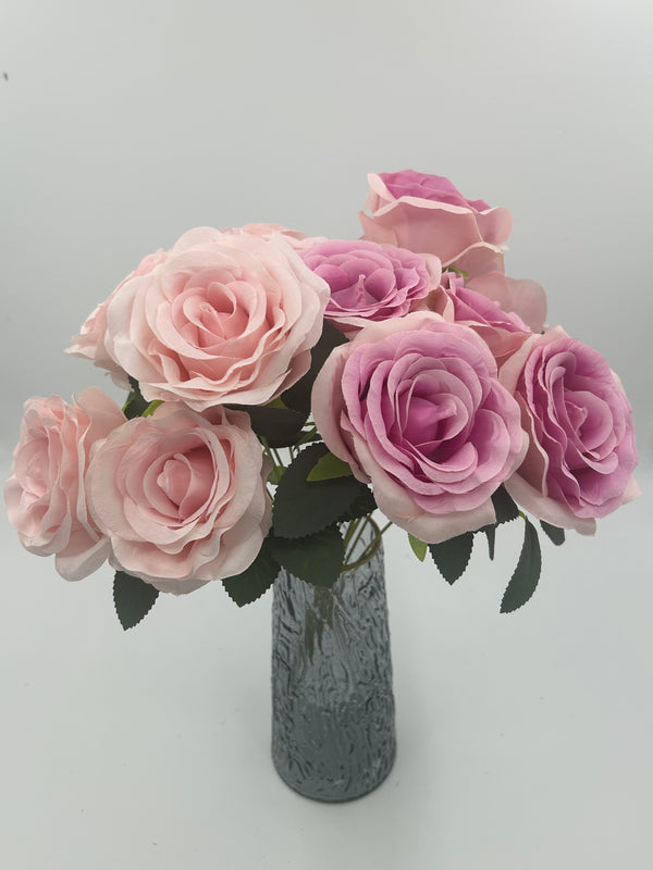 7 Heads Pink Rose Bunches