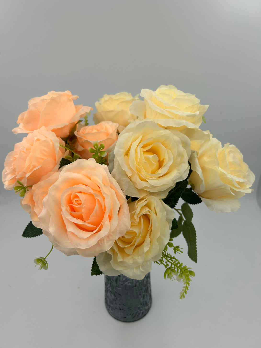 Champange Color Roses 7 Large Heads ANNA Rose Bunch Light Champange – Wedding Decor Depot